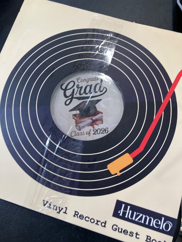 Photo 1 of 2026 Graduation Party Vinyl Record Alternative Guest Book, Retro Class of 2026 Congrats Grad Graduation Decorations Signature Guest Book