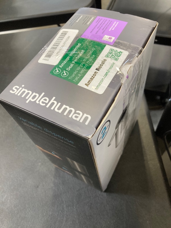 Photo 1 of simplehuman Liquid Sensor Pump, 9 oz Automatic Soap Dispenser for Kitchen and Bathroom, Touchless Motion Sensor, Variable Dispense, Rechargeable, No-Drip Spout, High-Grade Brushed Stainless Steel