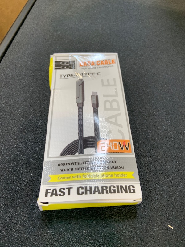 Photo 1 of Invisible Holder Charger Cable, 240W PD Fast Charging Cable for Desk, USB-C to USB-C & USB to USB-C Cable 4.9 FT with 360° Adjustable Metal Stand, 2 in 1 Holder Charger for Gaming, Office, Home
