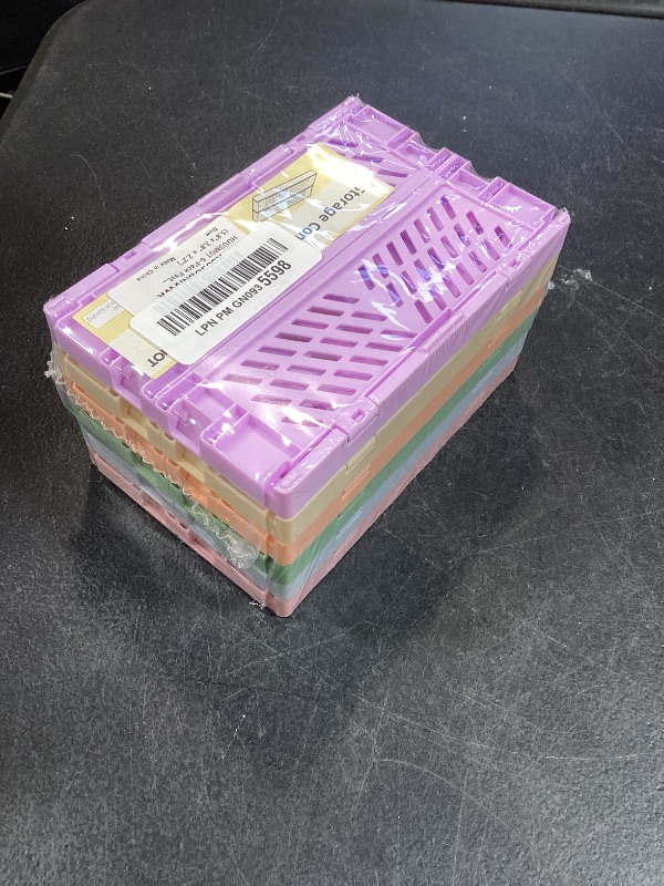 Photo 1 of HUUSMOT 6-Pack Small Pastel Plastic Storage Baskets, Collapsible Crates for Organizing, Space-Saving Mini Bins for Classroom, Kitchen, Office, Bedroom (5.9" x 3.8" x 2.2")