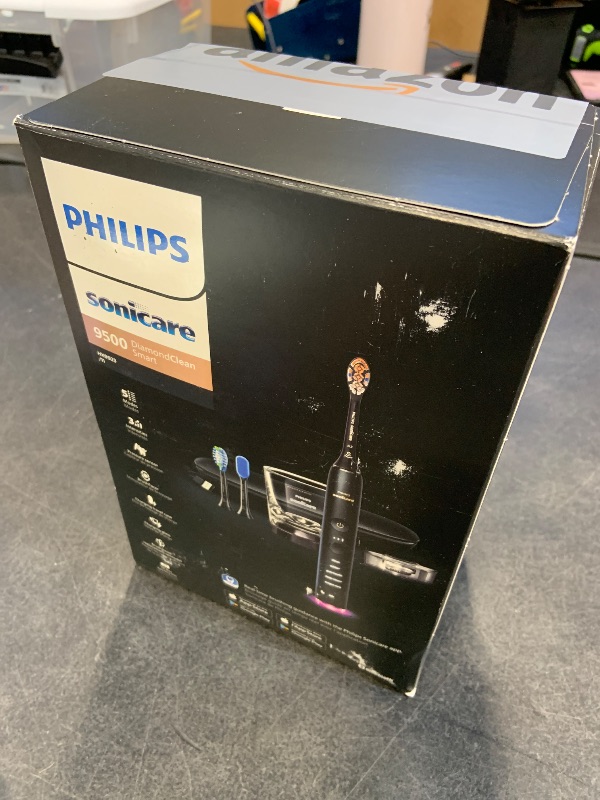 Photo 1 of Philips Sonicare DiamondClean Smart 9500 Electric Toothbrush - Sonic Toothbrush with App, Pressure Sensor, 15 Brushing Settings, Replacement Reminder, USB Charging Travel Case, Black, Model HX9923/11