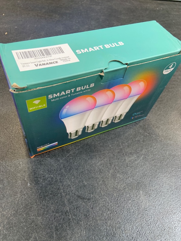 Photo 1 of Vanance Smart Light Bulbs, WiFi & Bluetooth 5.0, Work with Alexa Google Assistant, App Control, Color Changing LED Bulb, E26 800LM Dimmable RGB Lights, Smart Home Lighting, Dimmable, 4Pack