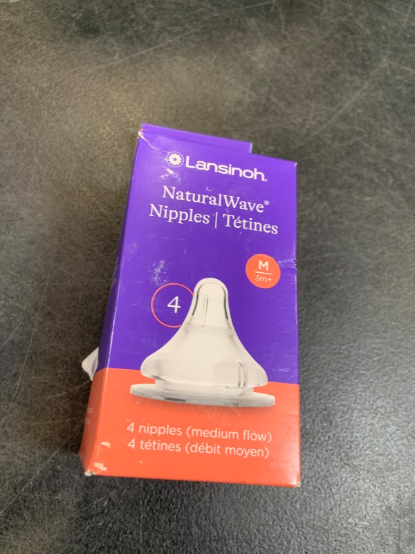 View 2 of Lansinoh NaturalWave Baby Bottle Nipples, Medium Flow, Size M, 3+ Months, 4 Count 100% Soft, Durable Silicone, Made Without BPA BPS, Anti-Colic, Supports Baby's Developing Mouth and Teeth