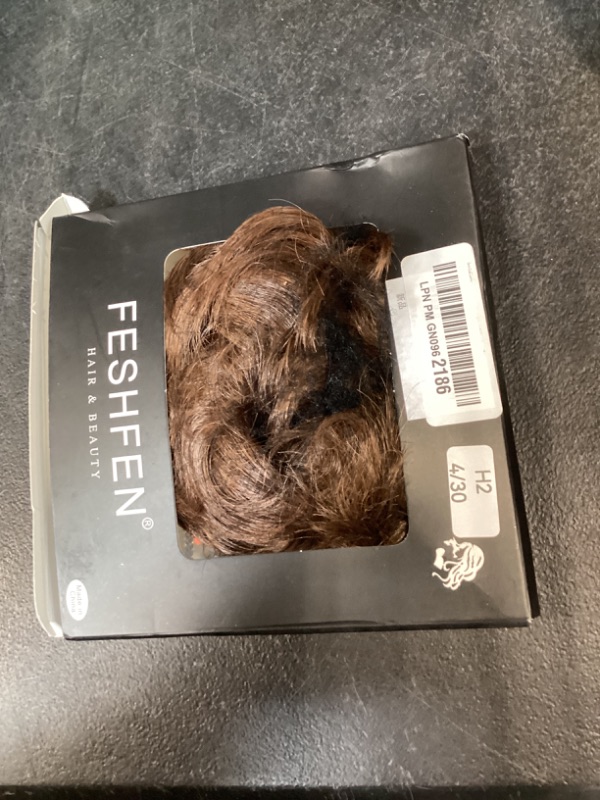 Photo 1 of FESHFEN Messy Bun Hair Piece - Wavy Synthetic Chignon Scrunchies for Instant Volume, Elastic Ponytail Bun Hair Extensions Thick Hairpieces for Women, Brunette Brown 1.50 oz