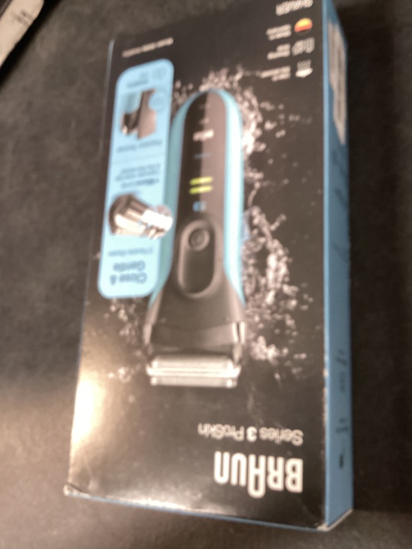 Photo 1 of Braun Electric Series 3 Razor with Precision Trimmer, Rechargeable, Wet & Dry Foil Shaver for Men, Blue/Black, 4 Piece