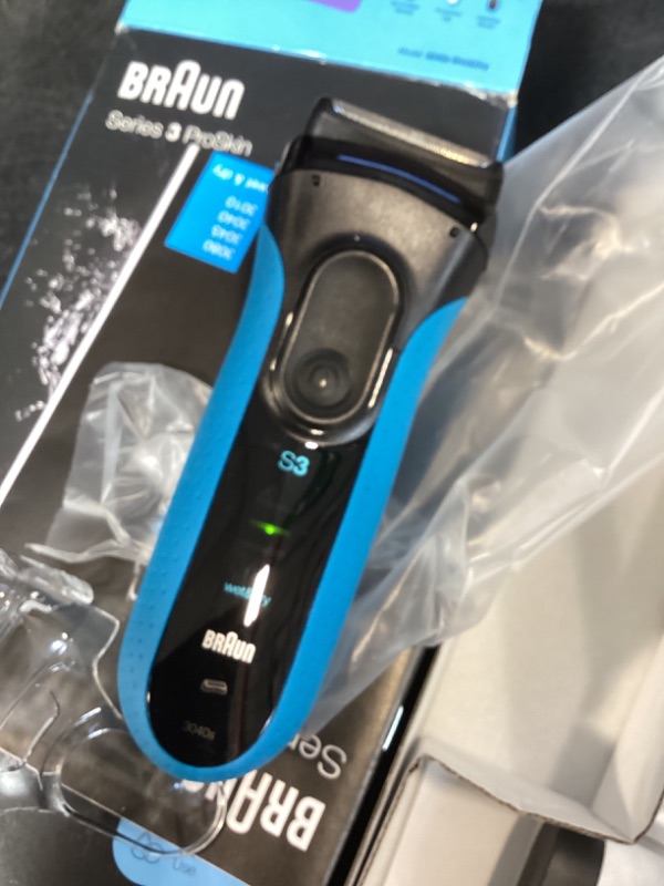Photo 1 of Braun Electric Series 3 Razor with Precision Trimmer, Rechargeable, Wet & Dry Foil Shaver for Men, Blue/Black, 4 Piece