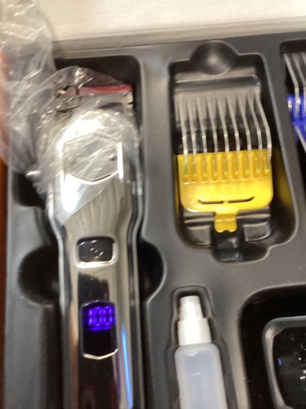 Photo 1 of oneisall Professional Dog Grooming Clippers: Cordless Rechargeable Thick Hair Clipper with Detachable Metal Combs, Low Noise Heavy-Duty Pet Clippers for Curly/Fine/Wavy Hair, 676pro (Silver)