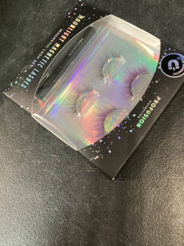 Photo 1 of Profusion Cosmetics Star Child Moonlight 2-Pair Magnetic Lashes with Quick-Dry Magnetic Eyeliner Adhesive – Effortless Application for Instant Mesmerizing Eyes (Black & Purple)