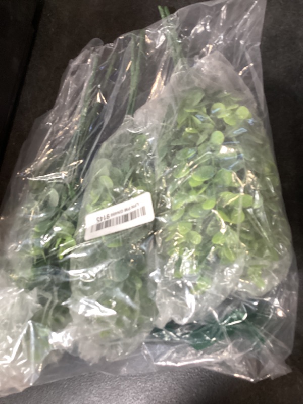 Photo 1 of Rinlong 6Pcs Artificial Eucalyptus Stems Outdoor Plants Farmhouse Plastic Greenery