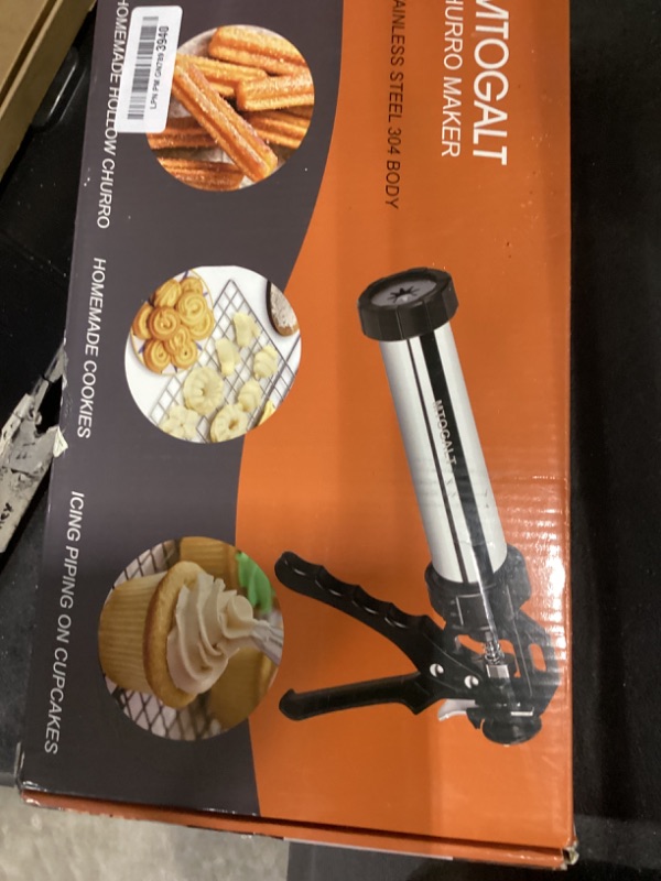 Photo 1 of MTOGALT 21-Piece Cookie Press Set & Churro Maker Machine – Stainless Steel Baking Gun for Spritz Cookies, Hollow Churros, and Pastry – Includes 6 Nozzles, 9 Discs, Piping Bag, and 2 Brushes
