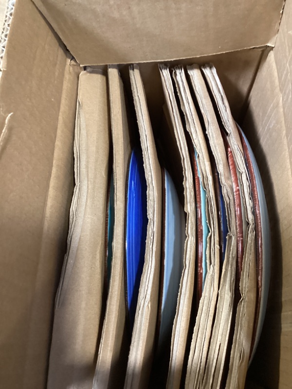 Photo 1 of vancasso Bonita Dinnerware Set Blue Stoneware 12 Pieces Service for 4, Handpainted Spirals Pattern Stoneware Plates and Bowls Set