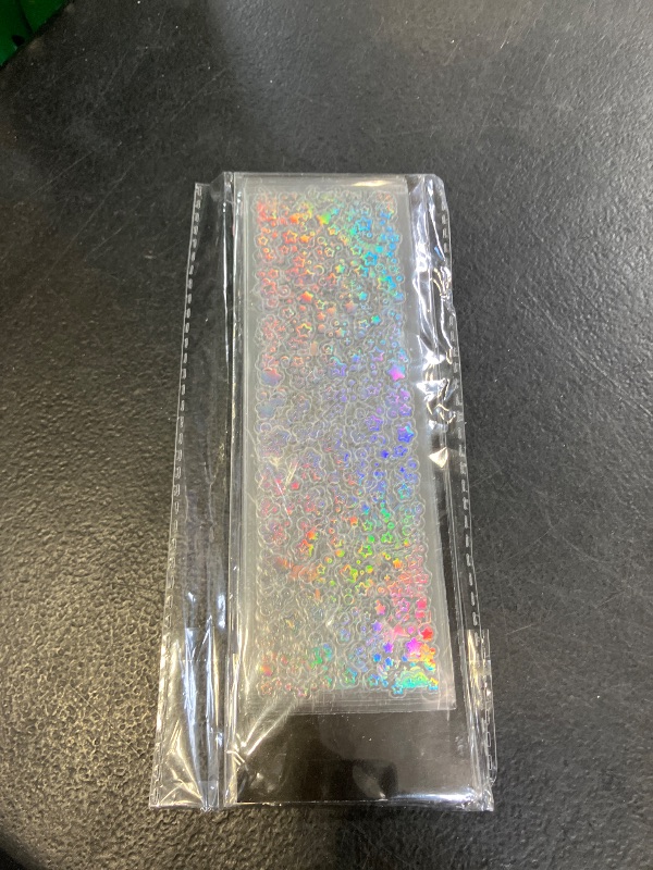 Photo 1 of 24 Sheets Holographic Kpop Deco Stickers Korean Stickers for Photocards Self Adhesive Clear Glitter Star Moon Butterfly Bubbles Decals for Album Scrapbook Journal Planner for DIY Decoration