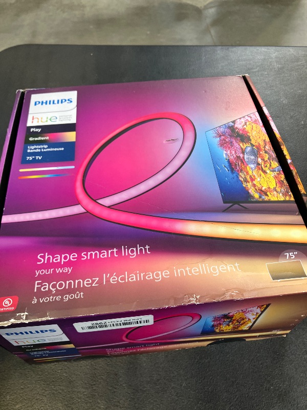 Photo 1 of Philips Hue 75" Smart Light Strip - White and Color Ambiance LED Color-Changing TV Backlight - Sync with Television, Music, Gaming - Requires Bridge and Sync Box