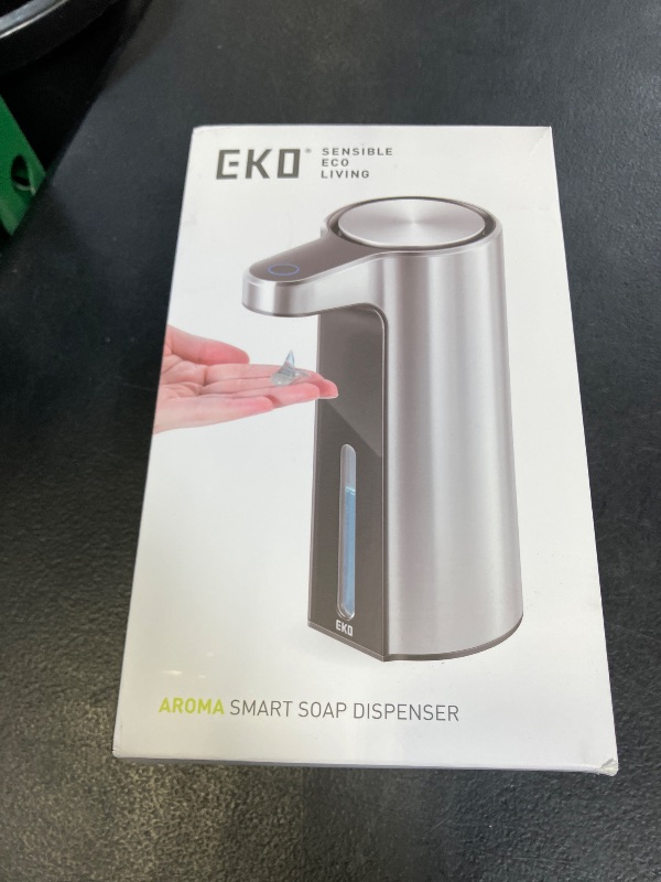 Photo 1 of EKO Aroma Touchless Automatic Soap Dispenser for Kitchen and Bathroom, Liquid Hand Soap Dispenser, Water-Resistant and Rechargeable, 9 fl oz (Stainless)