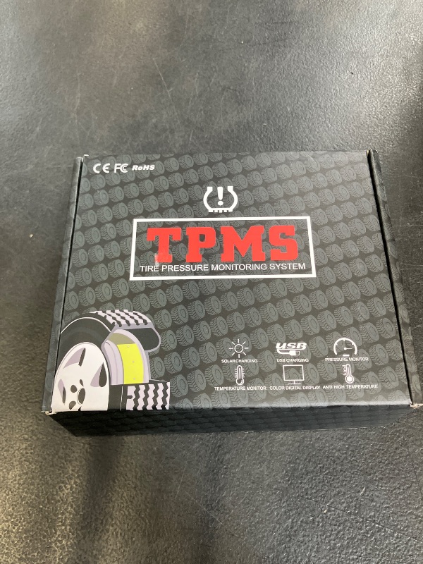 Photo 1 of LNKERCO Motorcycle Tire Pressure Monitoring Alarm System with Solar Charge, Motorcycle TPMS with 2 External Sensors, LCD Digital Display, USB Charging, Motorbike Tyre Temperature Alarm