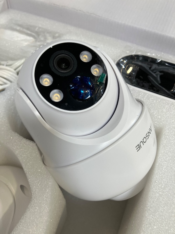 Photo 1 of ANSQUE Security Cameras Wireless Outdoor Home System, 4 Camera Kit, No Subscription Fees, Solar Powered, Local Storage, 365-Day Battery Life, 360°PTZ Surveillance, Auto Tracking, 2K Color Night Vision