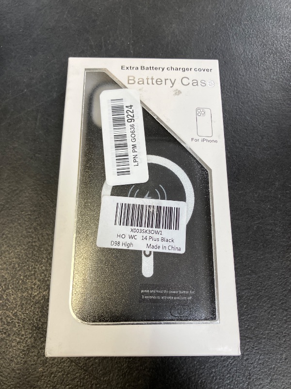Photo 1 of Battery Case for iPhone 14 Plus, Upgraded 12000mAh High Capacity Rechargeable Portable Extended Charger Case Wireless Charging Compatible with iPhone 14 Plus (6.7 inch) Charging Case & Carplay (Black)