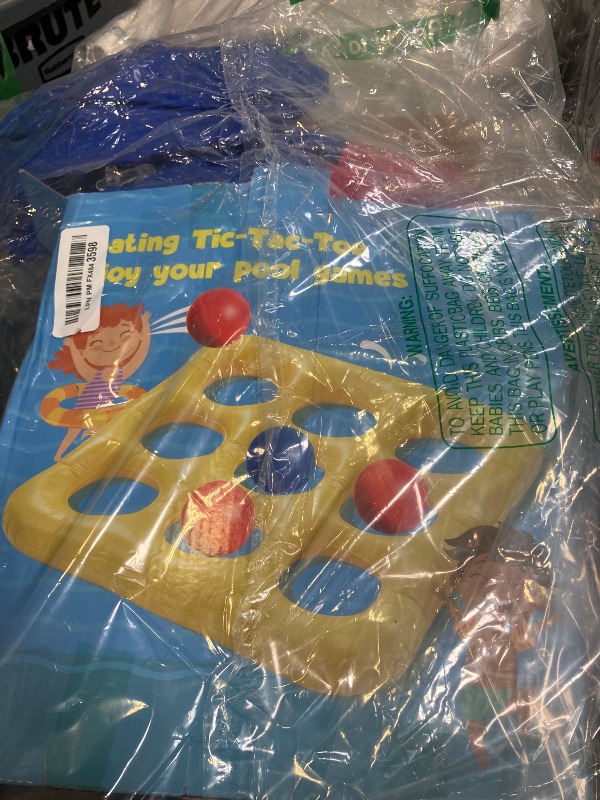 Photo 1 of 4.7 FT Pool Toys Games Set, Giant Inflatable Tic-Tac-Toe Toss Pool Game Toy