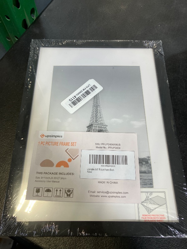 Photo 1 of upsimples 8x11 Picture Frame, Display Pictures 6x8 with Mat or 8x11 Without, Wall Hanging Photo Frames, Black, 1 Pack