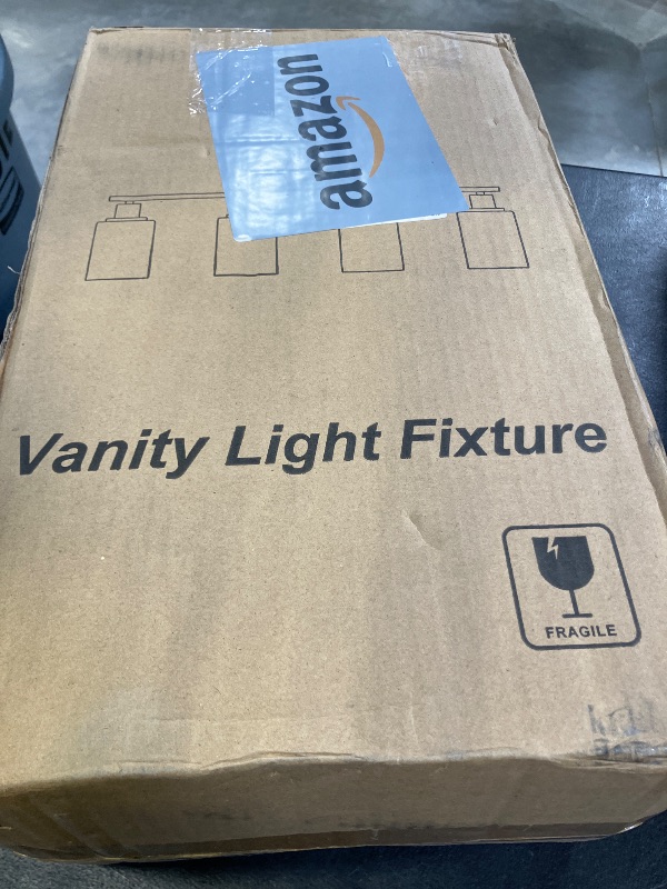 Photo 1 of MOKATNG 4-Light Bathroom Light Fixtures, Vanity Light with Milky White Shades, Matte Black Bathroom Light Fixtures Over Mirror, Modern Bathroom Wall Lamp for Mirror Living Room Cabinet Bedroom