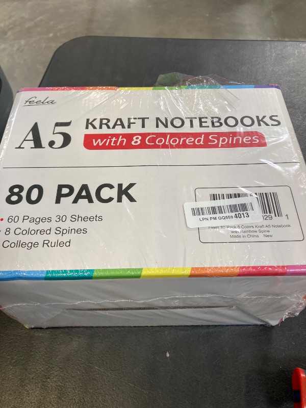 Photo 1 of feela 80 Pack Composition Notebooks Bulk, Kraft Cover Lined Blank College Ruled Composition Travel Journals with Rainbow Spines For Women Students Business, 60 Pages, 8.3”x 5.5”, A5, 8 Colors