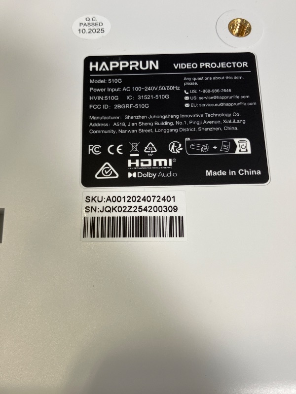 Photo 1 of HAPPRUN Native 1080P Projector, Bluetooth Home Theater Movie Projector with Built-in Speaker, Compatible with Smartphone, HDMI, Fire Stick, PS5, Indoor & Outdoor Use -With Google TV System