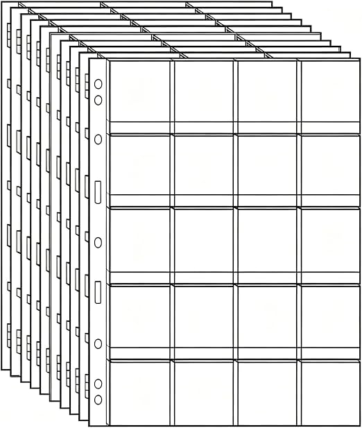 Photo 1 of Premium 10 Sheets x20-Pocket Coin Holder Sheets, Album Folder Suitable for Coin Binders, Medallions, Stamps, Tokens, Badges, SD Cards, High-Clarity, 9 Hole Standard Fit, Collector's Choice
