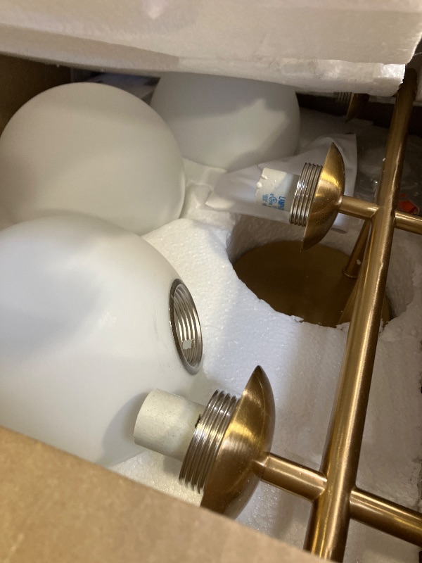 Photo 1 of 3-Light Bathroom Light Fixtures, Brushed Gold Vanity Lights for Bathroom with Milky White Glass Ball Shade, 19.3 inch Bathroom Lighting Fixtures Over Mirror, Wall Sconce for Bedroom(Bulb Not Included)
