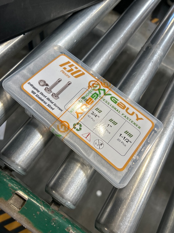 View 2 of VGBUY 150Pcs Self Drilling Screws Assortment Kit, 410 Stainless Steel Self Tapping Sheet Metal Screws, #8 1/2" 3/4" #10 1" 1-1/2", Hex Washer Head