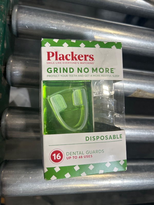 Photo 1 of Plackers Grind No More Night Guard, Nighttime Protection for Teeth, BPA Free, Sleep Well, Ready to Wear, Disposable, One Size Fits All, 16 Count