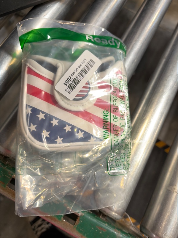 View 2 of Mallet Putter Cover Headcover,Heel Shaft Mallet Cover Square with Magnetic Closure & USA Stars and Stripes