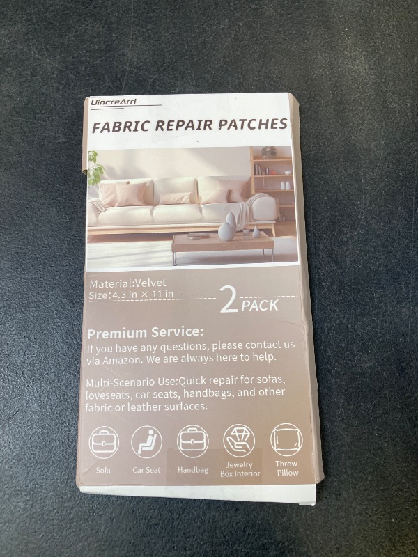 Photo 1 of UincreArri Velvet Couch Repair Patch Self Adhesive, Large Fabric Patch for Sofa & Furniture, No Sewing Repair Tape for Upholstery, Car Seat & Handbag (4.3" x 30", 2 Pack, Dark Brown)