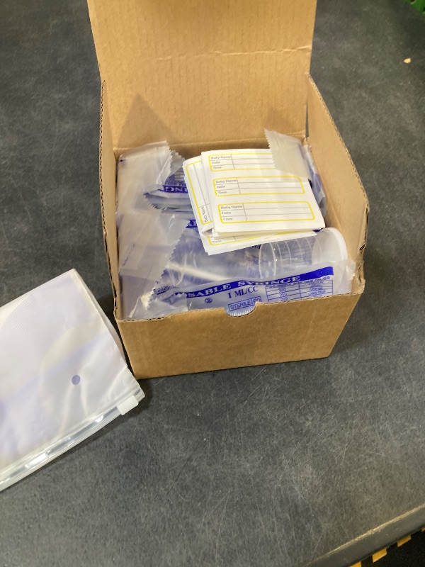 Photo 1 of 50 Sets 1ml Colostrum Syringes with Caps No Needle Colostrum Collector Kit Include 50pcs 1ml Sterile Syringes, 50 Labels, 5 Storage Bags and 1 Measuring Cup