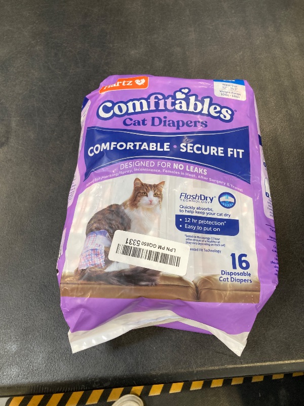 Photo 1 of Hartz Comfitables Cat Diapers,Medium, 16 Count, Comfortable & Secure Fit, Easy to Put On