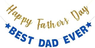 Photo 1 of Happy Father's Day Glitter Black Banner Beer Bunting Banner for Dad Father's Party Decorations Backdrop Garland for Father's Day(Black Gold) (Blue Gold)