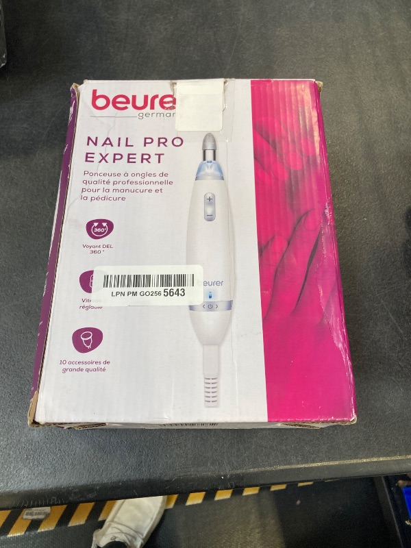 Photo 1 of Beurer MP62 Professional Nail Drill Kit, Portable Electric File Machine with 10 Attachments & 10 Sanding Bands, Efile Dremel for Acrylic Gel Manicure and Pedicure, LED Light, with Storage Case