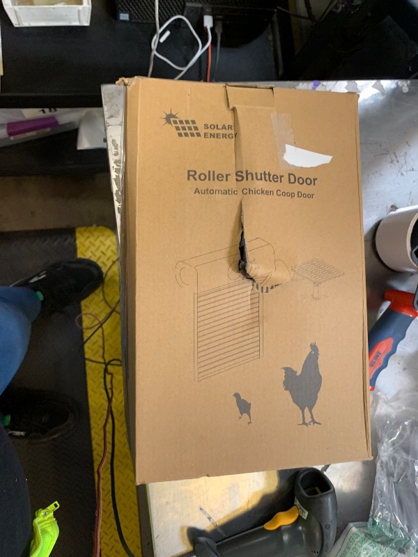 Photo 1 of Automatic Chicken Coop Door Solar Powered, Roll-Up Auto Chicken Door Opener with Light Sensor, Timer & Remote Control, Large 9.45" x 10" Opening, Anti-Pinch Safety, Aluminum Weatherproof for Chickens