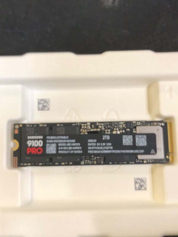 Photo 1 of Samsung SSD 9100 PRO 2TB, PCIe 5.0x4 M.2 2280, Seq. Read Speeds Up to 14,700MB/s, Best for AI Computing, Gaming and Heavy Duty Workstations (MZ VAP2T0B/AM)