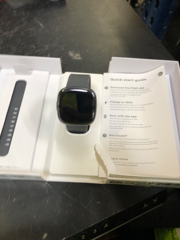 Photo 1 of Fitbit Sense 2 Advanced Health and Fitness Smartwatch with Stress and Sleep Tools - 3-Month Google Health Premium Membership Included - ECG App, SpO2, 24/7 Heart Rate, and GPS - Shadow Grey/Graphite