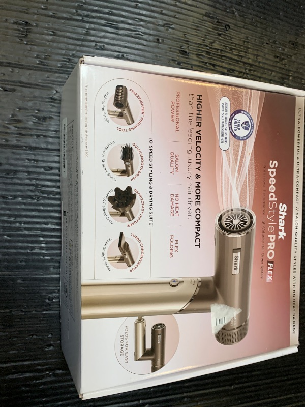 Photo 1 of Shark SpeedStyle Pro Flex Professional Performance High-Velocity Hair Dryer System with Scalp Shield & IQ Speed Styling and Drying Suite, Lightweight, Ionic, No Heat Damage, Mocha Silver, HD542