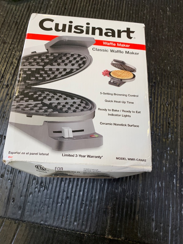 View 2 of Cuisinart Waffle Maker, 1250W Round Classic Waffle Iron, 5-Setting Adjustable Browning Control, WMR-CANAS, Brushed Stainless