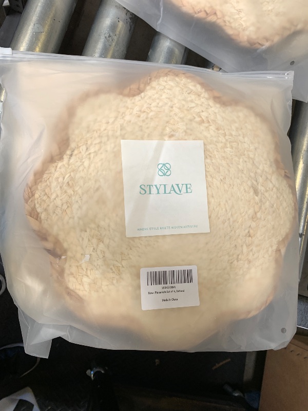 Photo 1 of Stylave 4pc Sunflower Rattan Placemat Set, Woven Boho Table Mats, Natural