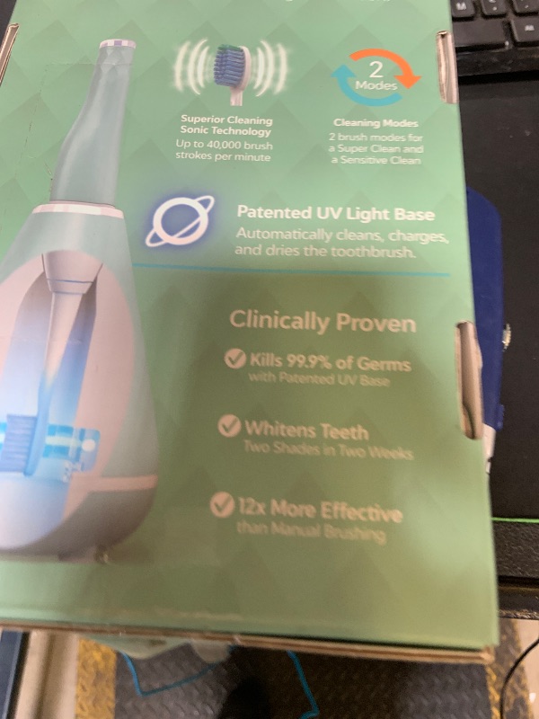 Photo 1 of Tao Clean UV Sanitizing Sonic Toothbrush and Cleaning Station, Electric Toothbrush, Dual Speed Setting, Seaglass Green