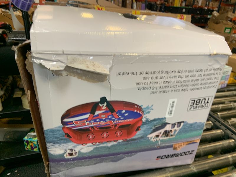 Photo 1 of ZOOMBROS Towable Tubes for Boating 2-3 Person, Front/Back Tow Points Sofa Style Boat Tubes and Towables, Holds 340-510 lbs Large Capacity, Premium Nylon Cover for Adults