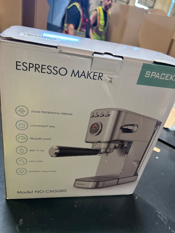 Photo 1 of Spacekey Espresso Machine with Milk Frother, 20 Bar Compact Expresso Coffee Machines for Home, Stainless Steel Espresso Maker with 39oz Removable Water Tank for Cappuccino Latte, Fast Heating, Silver