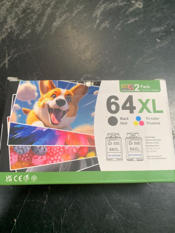 Photo 1 of 64XL Black and Color Ink Cartridge Combo Pack Replacement for HP 64 64XL Ink Cartridge for Envy Photo 7855 7858 7800 7100 7155 6255 7164 Inspire 7255e 7955e 7958e 7900e Tango Series Printer (2-Pack)