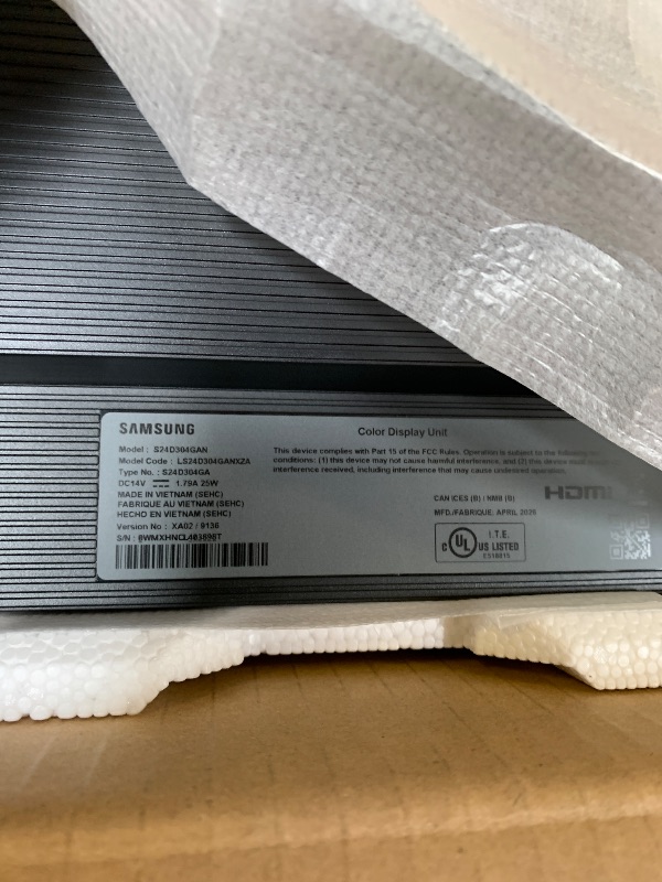 Photo 1 of Samsung 24" (S30GD) Essential Monitor with IPS Panel and Tilt Only Stand, 100Hz Refresh Rate, Ergonomic Design, Advanced Eye Care, Game Mode, LS24D304GANXZA