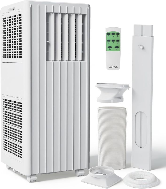 Photo 1 of Garvee 8000 BTU Portable Air Conditioner, 3-in-1 Cooling, Dehumidifying & Fan for Rooms Up to 350 Sq. Ft | Quiet Sleep Mode | Energy-Saving 24-Hr Timer | AC Unit w/Remote & Full Window Kit, White