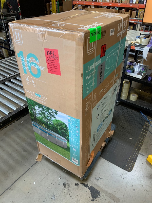 Photo 1 of INTEX 26729MZ 16ft x 48in Prism Frame Clearview Above Ground Swimming Pool Set, Includes 1500 GPH Cartridge Filter Pump, SuperTough Puncture Resistant, Rust Resistant, 5061 Gallon Capacity (factory sealed) 