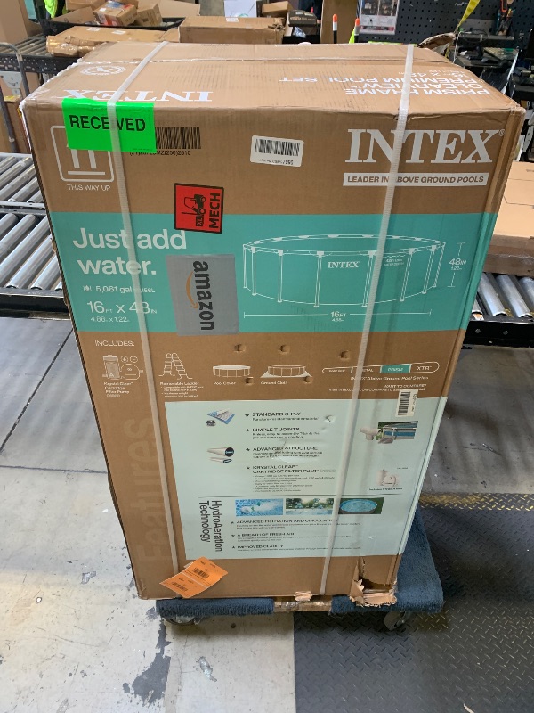 Photo 1 of INTEX 26729MZ 16ft x 48in Prism Frame Clearview Above Ground Swimming Pool Set, Includes 1500 GPH Cartridge Filter Pump, SuperTough Puncture Resistant, Rust Resistant, 5061 Gallon Capacity (factory sealed) 